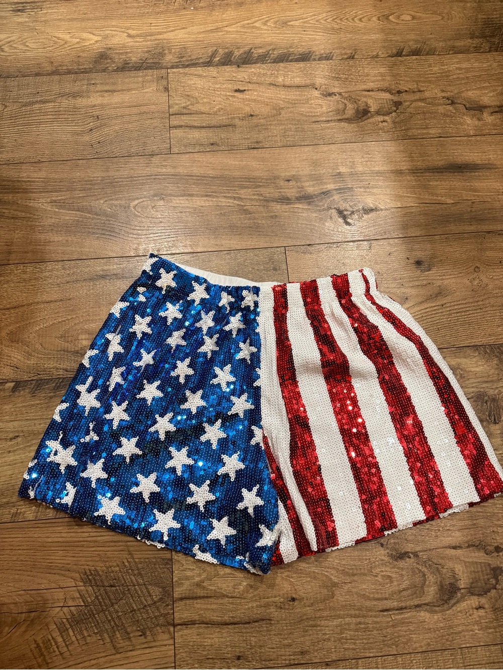 Sequin Star & Stripe Women’s Shorts - Red, White & Blue